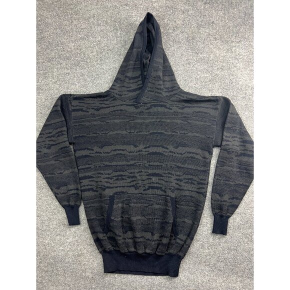 Morse Code Hoodie Men's Small Black Gray Camouflage Pullover Polyester - Picture 1 of 6